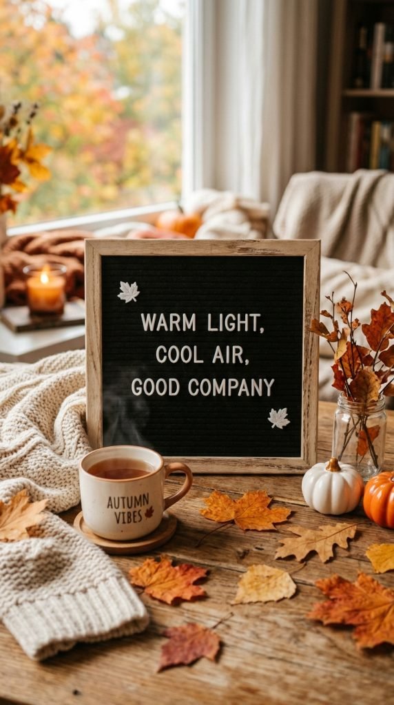There is nothing like a good fall quote on your letterboard to make a room feel warm and welcoming. This blog post puts over 100 options in one spot so you do not have to search all over the internet. You will find fall message board quotes that work for early September all the way through Thanksgiving. Having this many choices means your letterboard can feel fresh every single week. Pick the ones you love most.