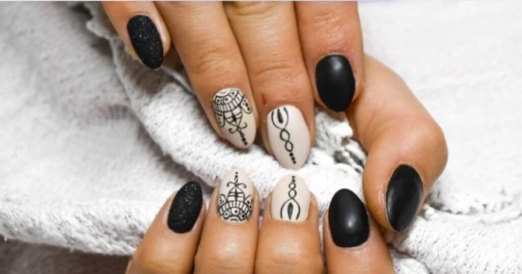 Matte Boho Mandala Nails