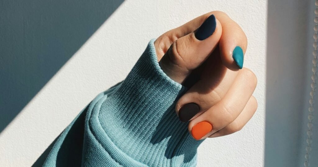Moody Color Block Matte Nails