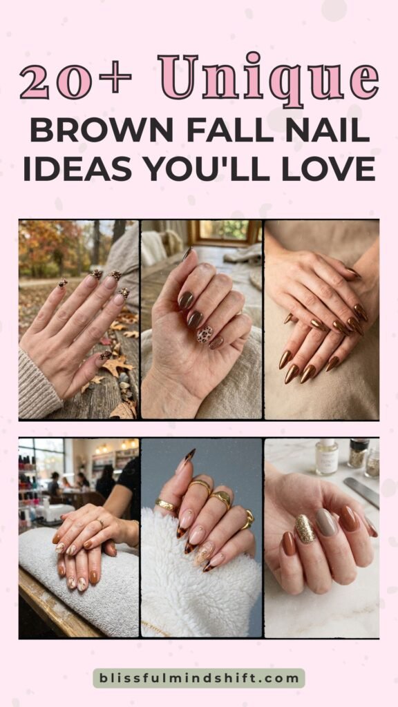 These brown fall nail ideas are giving everything this season. The autumn leaf nails with hand painted leaves and acorns, the celestial brown French tips with tiny gold stars, and the amber tortoiseshell with gold foil are just a few of the stunning designs waiting for you. Brown color nails are having a serious moment right now and honestly it makes total sense because they go with absolutely everything in your fall wardrobe.