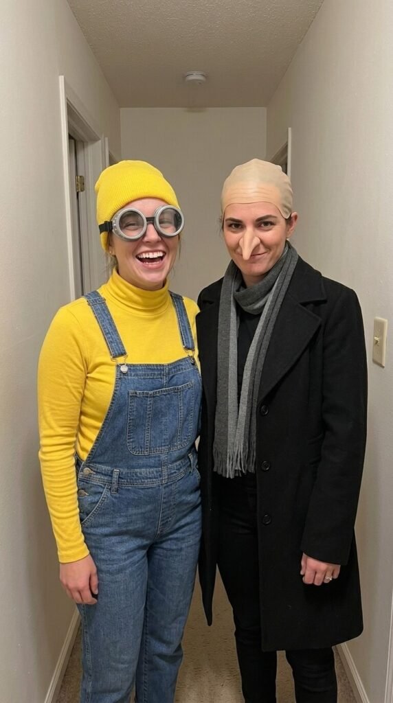 A Minion and Gru from Despicable Me