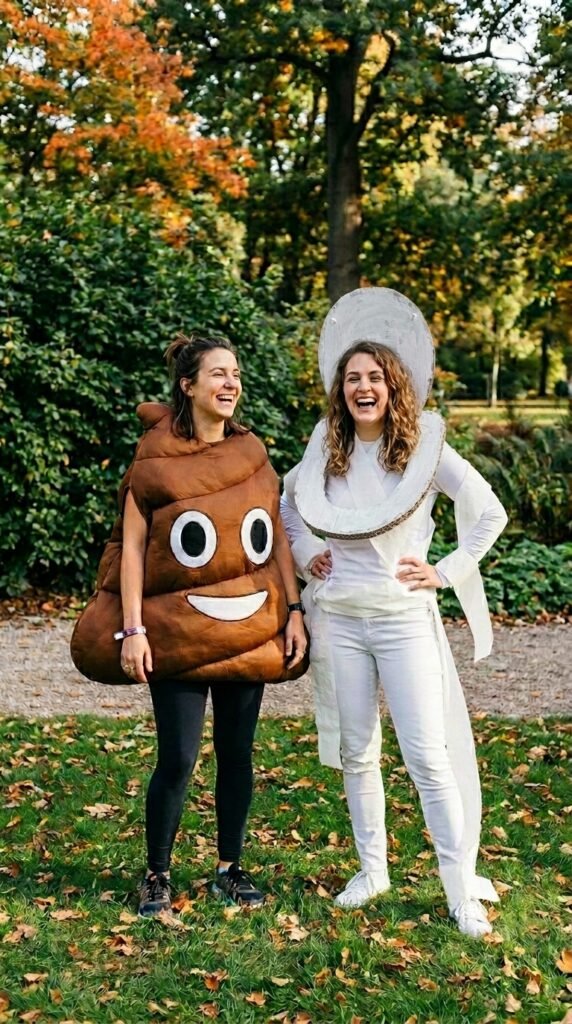 Poop Emoji and a Toilet Halloween costume