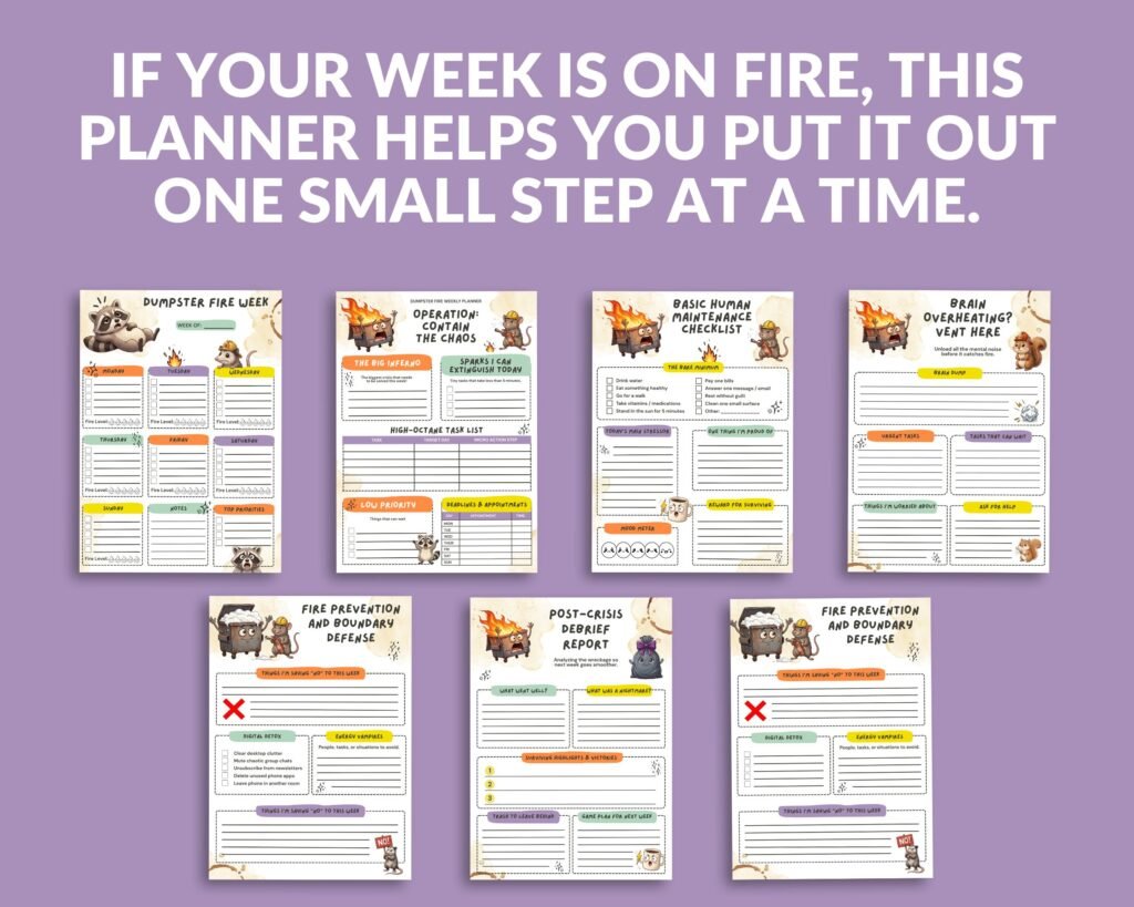Funny Dumpster Fire Weekly Planner